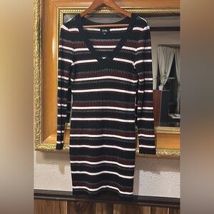 By & By Black Sparkly Striped Sweater Dress - Size XL (runs small)